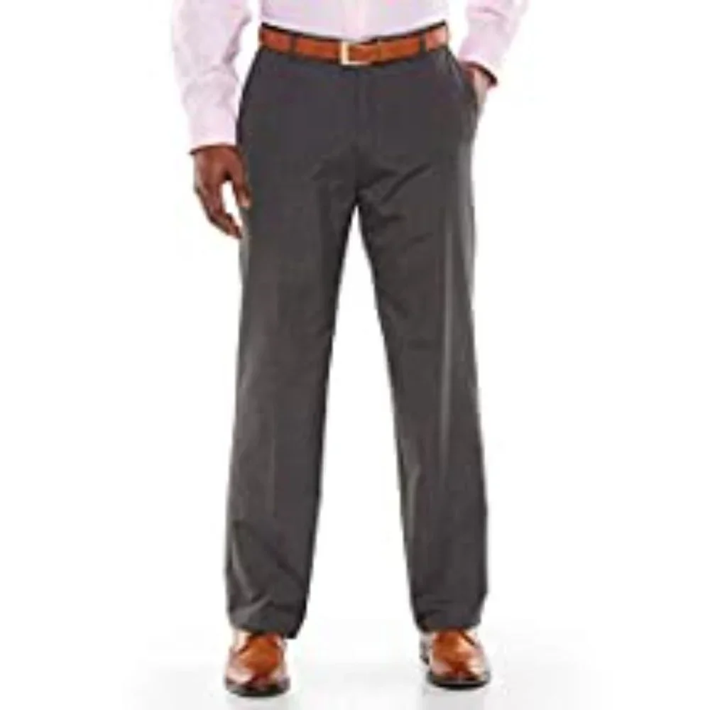 Haggar Men's 1926 Originals Gray Straight-Fit Flat-Front Dress Pants, 38W